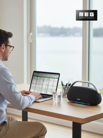 Портативная колонка MEG SSA062BL, 60Вт, Bluetooth 5.3, караоке, сабвуфер, время работы 16ч, черная