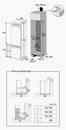 Встраиваемый холодильник Samsung BRB26715CWW