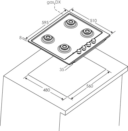 Газовая варочная панель Candy CHW6D4WX