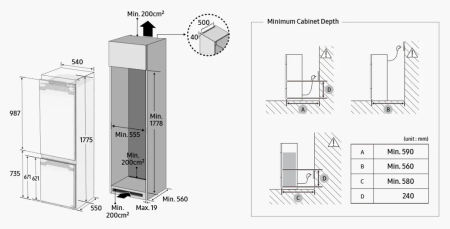 Встраиваемый холодильник Samsung BRB26715EWW